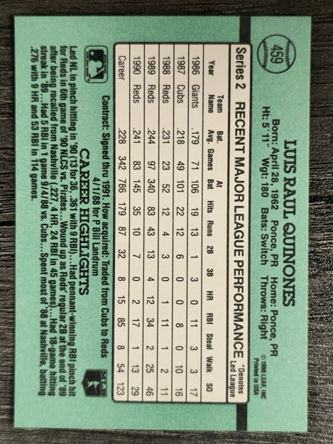 1991 Donruss #459 Luis Quinones