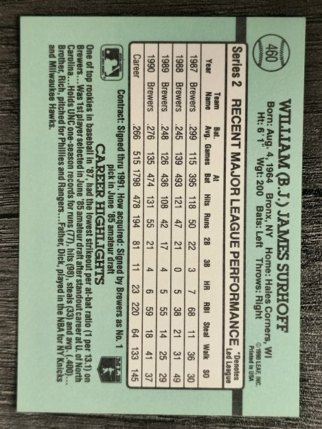 1991 Donruss #460 B.J. Surhoff