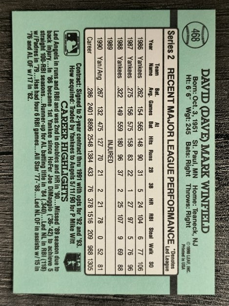 1991 Donruss #468 Dave Winfield