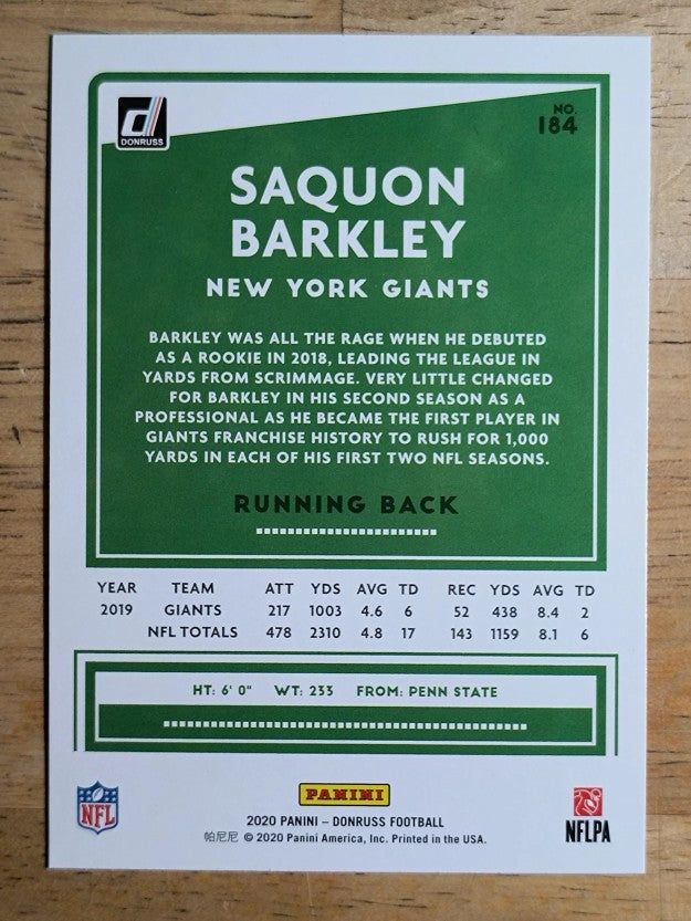 2020 Donruss #184A Saquon Barkley