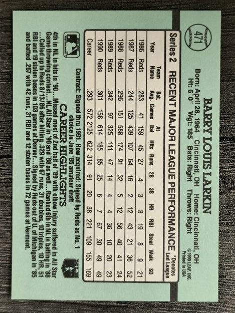 1991 Donruss #471 Barry Larkin