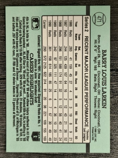 1991 Donruss #471 Barry Larkin