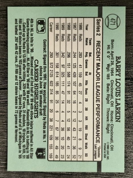 1991 Donruss #471 Barry Larkin