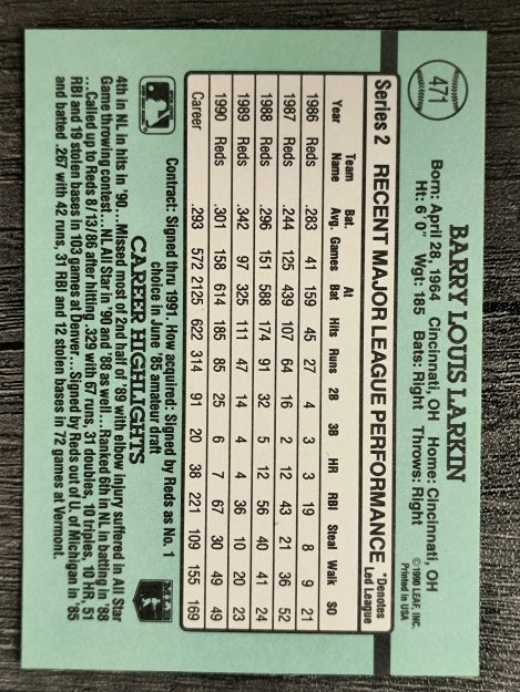 1991 Donruss #471 Barry Larkin