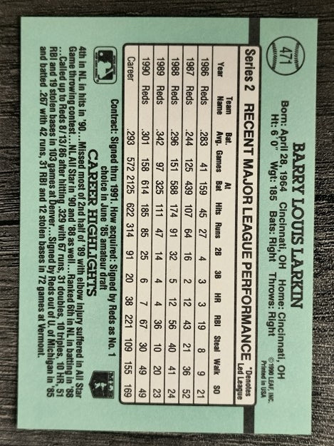 1991 Donruss #471 Barry Larkin
