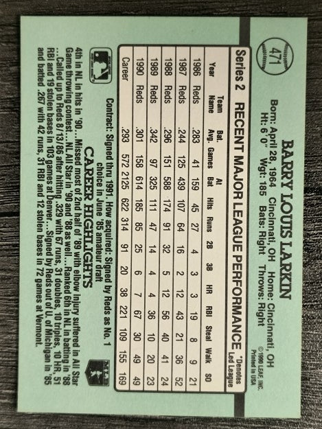1991 Donruss #471 Barry Larkin