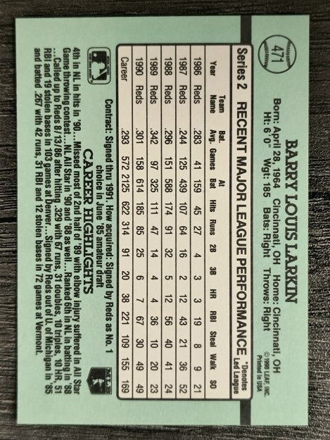 1991 Donruss #471 Barry Larkin