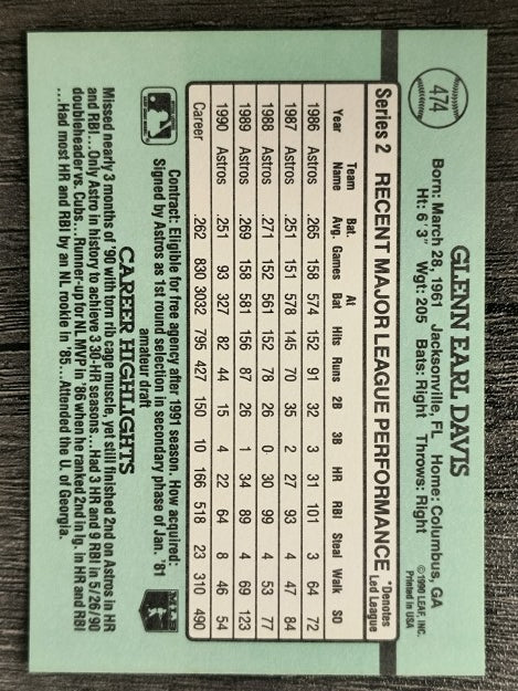 1991 Donruss #474 Glenn Davis