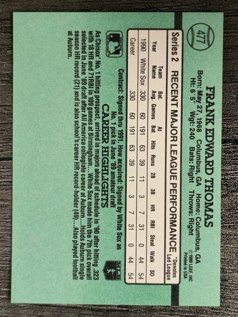 1991 Donruss #477 Frank Thomas