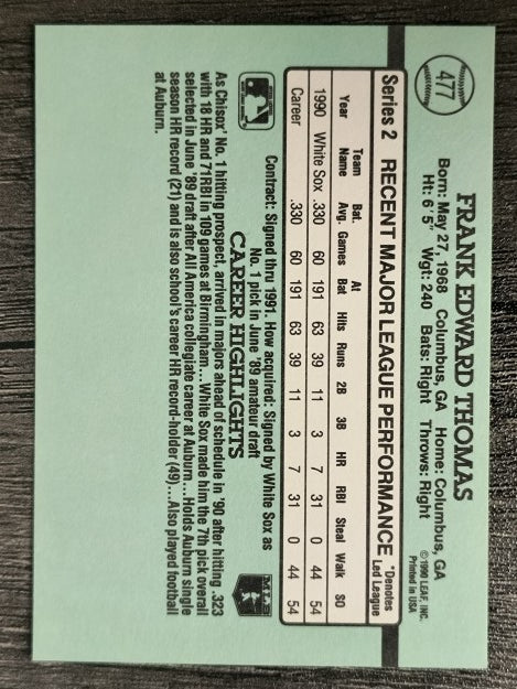 1991 Donruss #477 Frank Thomas