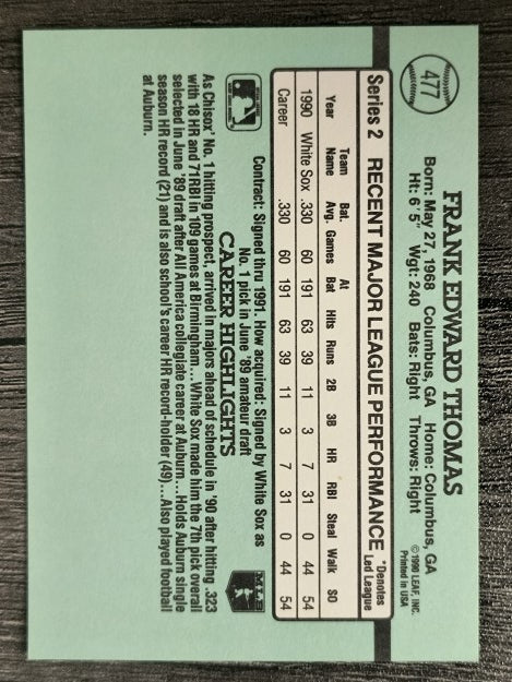 1991 Donruss #477 Frank Thomas