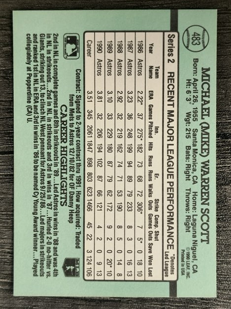 1991 Donruss #483 Mike Scott