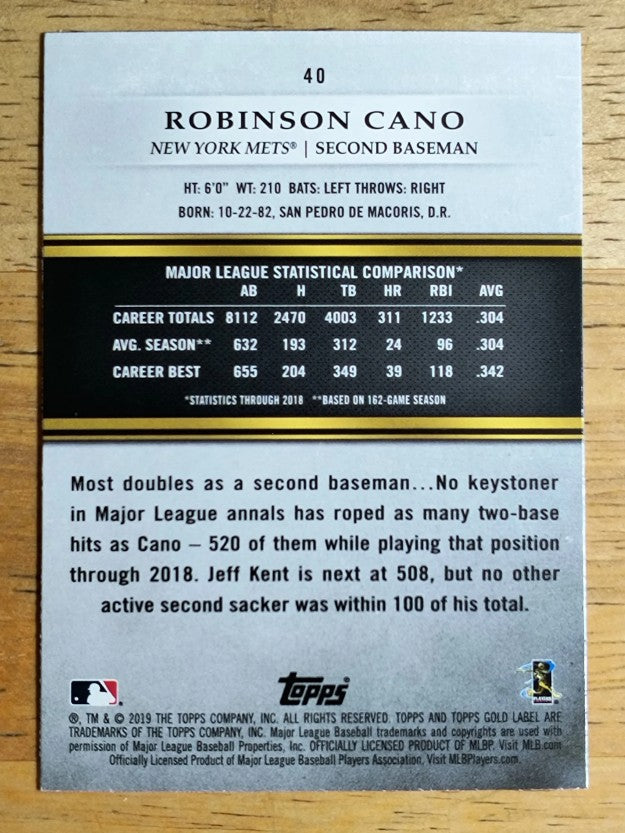2019 Topps Gold Label Class 1 #40 Robinson Cano