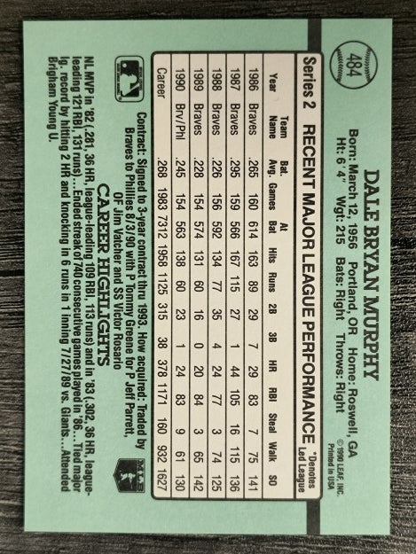 1991 Donruss #484 Dale Murphy