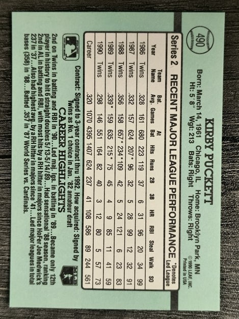 1991 Donruss #490 Kirby Puckett