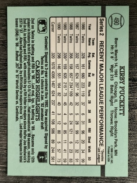 1991 Donruss #490 Kirby Puckett