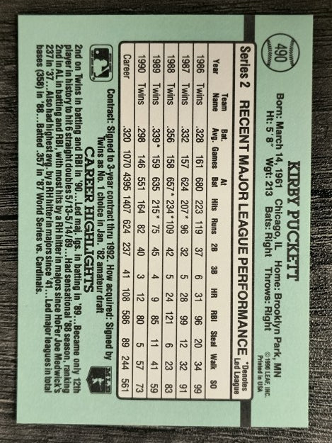 1991 Donruss #490 Kirby Puckett
