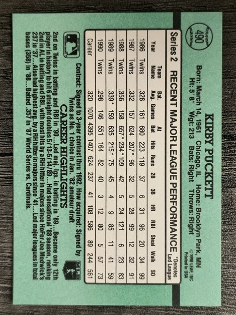1991 Donruss #490 Kirby Puckett