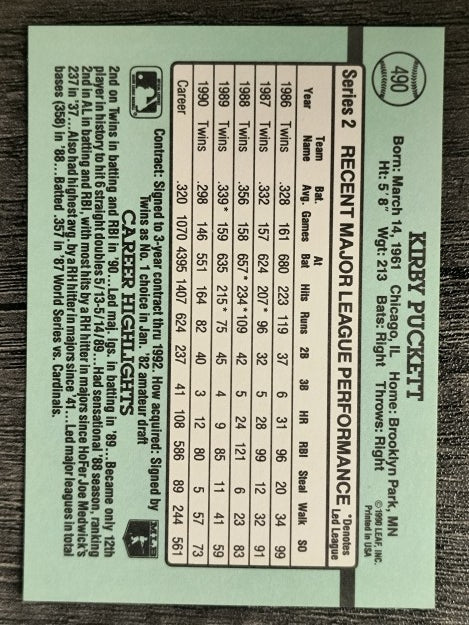 1991 Donruss #490 Kirby Puckett