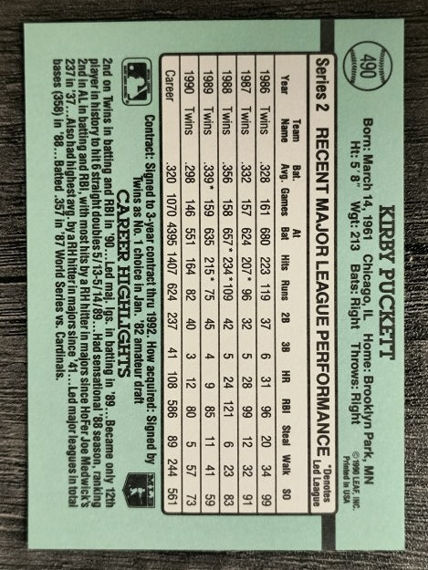 1991 Donruss #490 Kirby Puckett