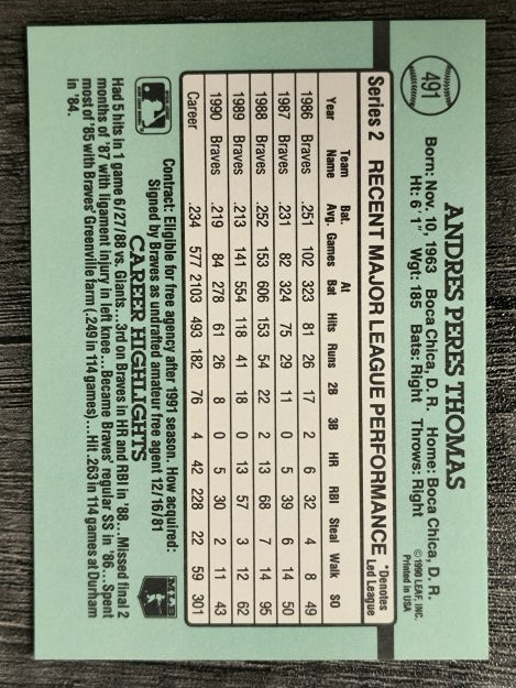 1991 Donruss #491 Andres Thomas
