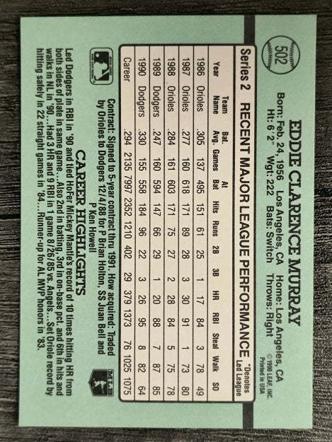 1991 Donruss #502 Eddie Murray