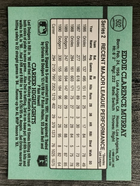 1991 Donruss #502 Eddie Murray