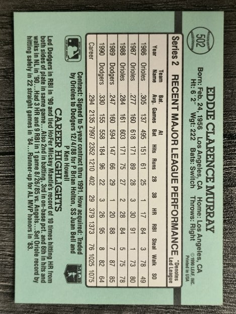 1991 Donruss #502 Eddie Murray
