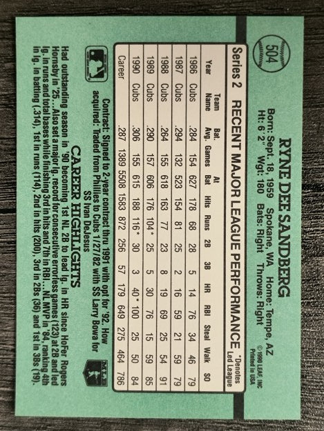 1991 Donruss #504 Ryne Sandberg