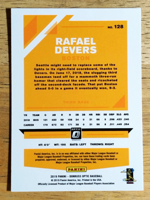 2019 Donruss Optic #128 Rafael Devers