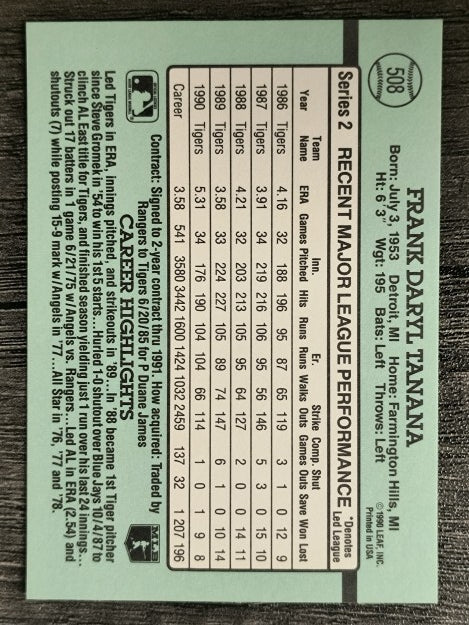 1991 Donruss #508 Frank Tanana