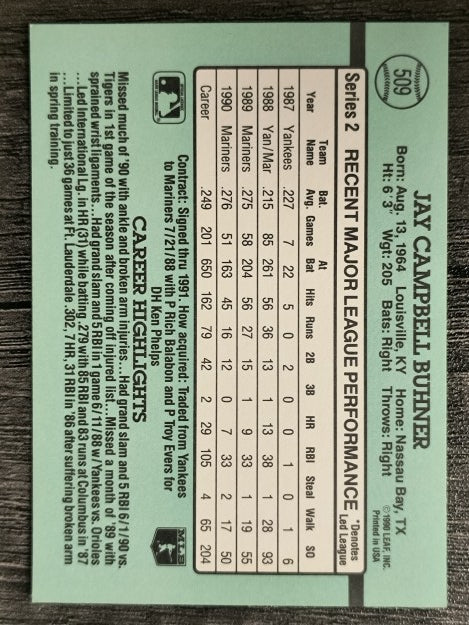 1991 Donruss #509 Jay Buhner