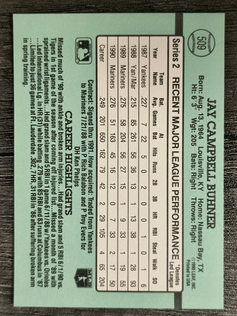 1991 Donruss #509 Jay Buhner
