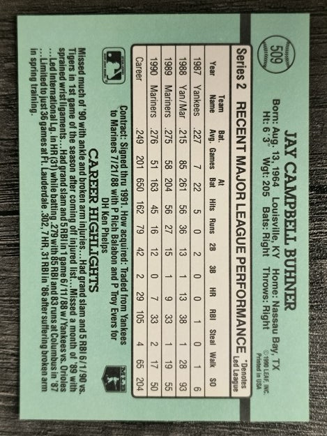 1991 Donruss #509 Jay Buhner