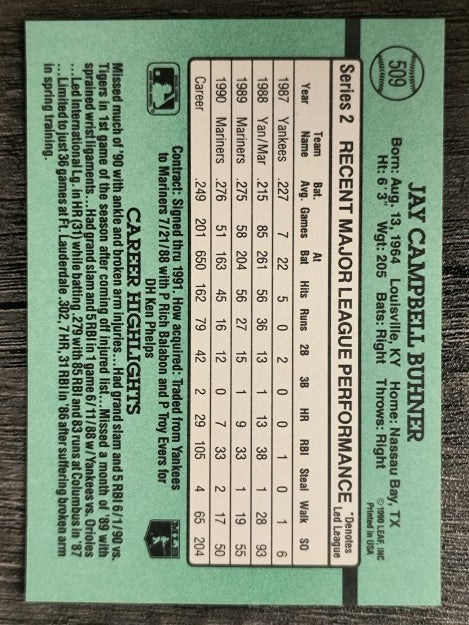 1991 Donruss #509 Jay Buhner