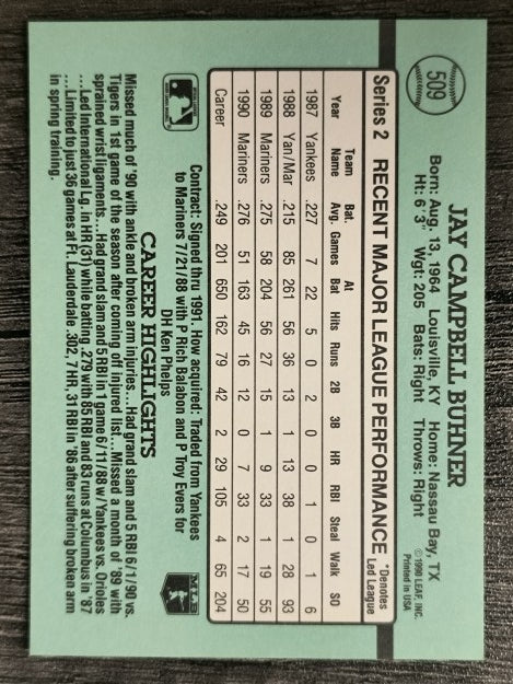 1991 Donruss #509 Jay Buhner