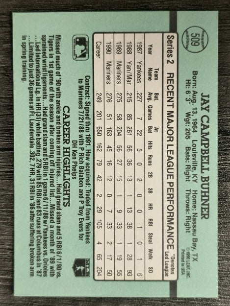 1991 Donruss #509 Jay Buhner