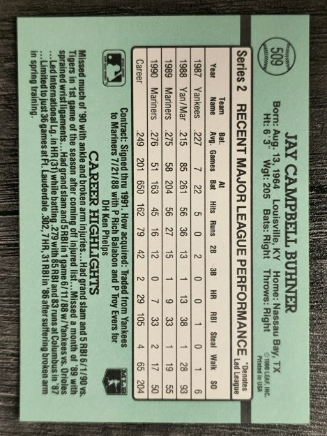 1991 Donruss #509 Jay Buhner