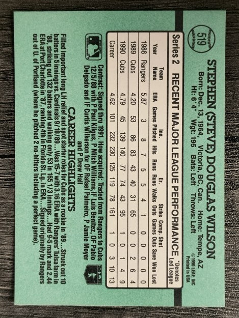1991 Donruss #519 Steve Wilson