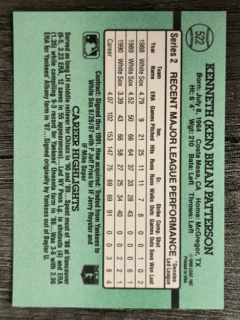 1991 Donruss #522 Ken Patterson