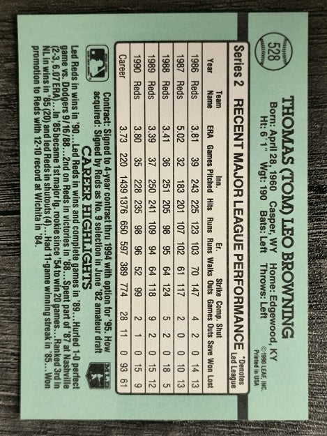 1991 Donruss #528 Tom Browning