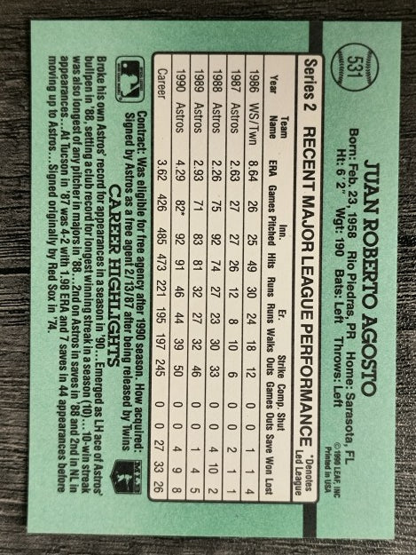 1991 Donruss #531 Juan Agosto