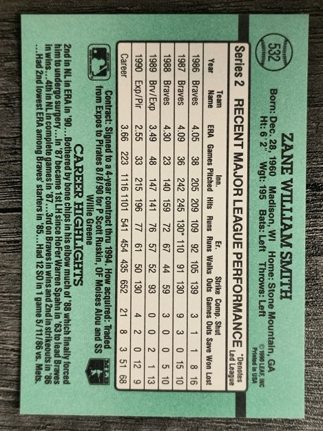 1991 Donruss #532 Zane Smith