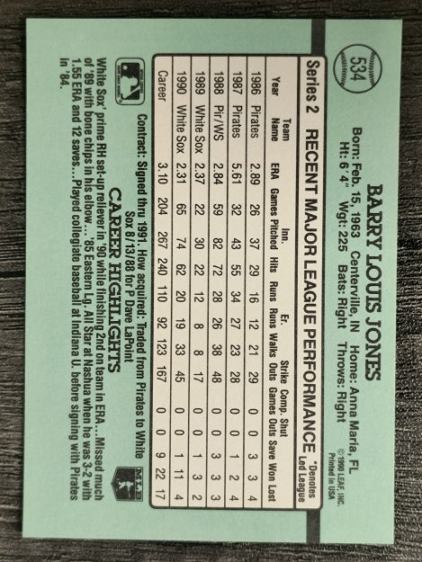 1991 Donruss #534 Barry Jones