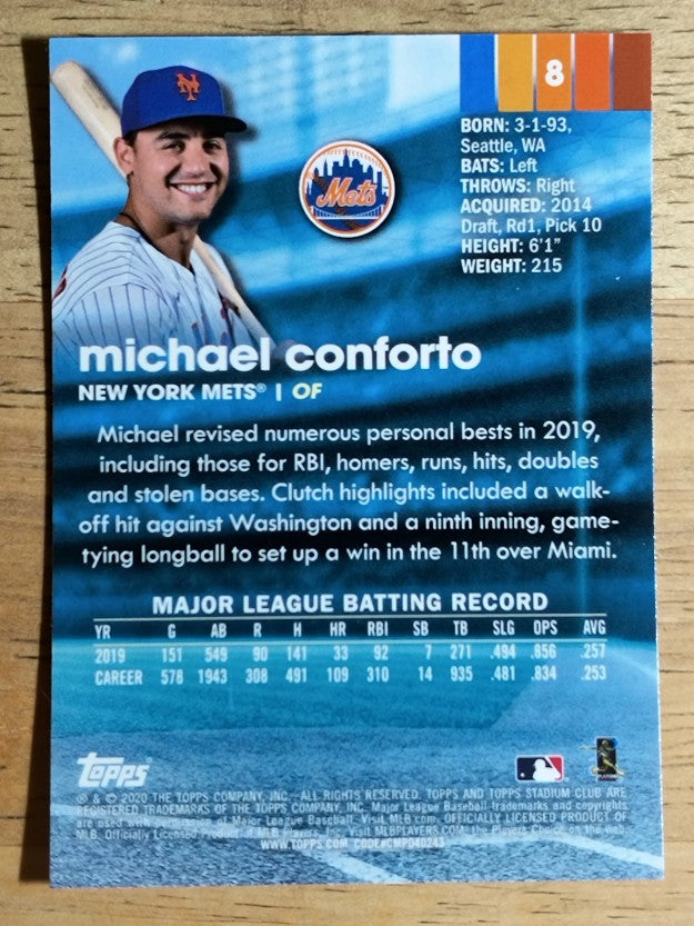 2020 Stadium Club Chrome #8 Michael Conforto