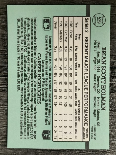 1991 Donruss #539 Brian Holman