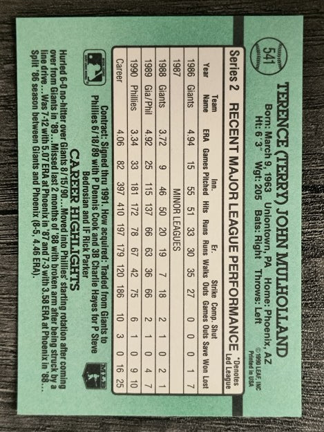 1991 Donruss #541 Terry Mulholland