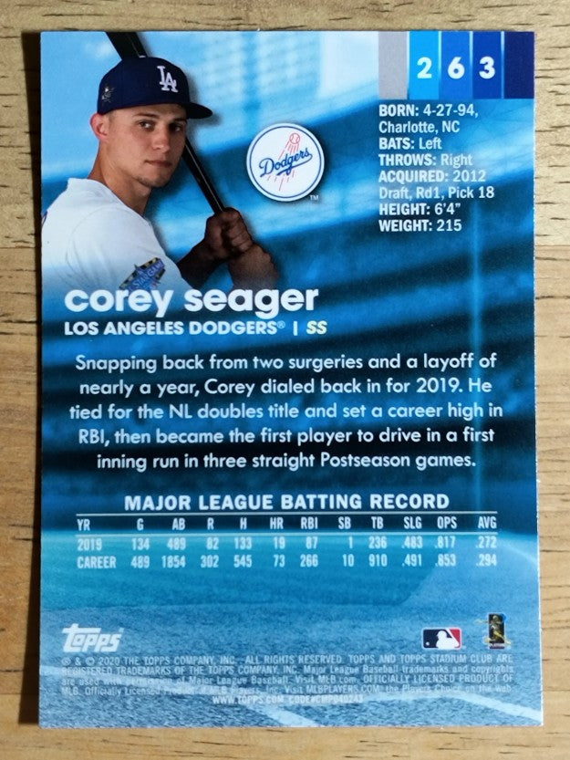 2020 Stadium Club Chrome #263 Corey Seager