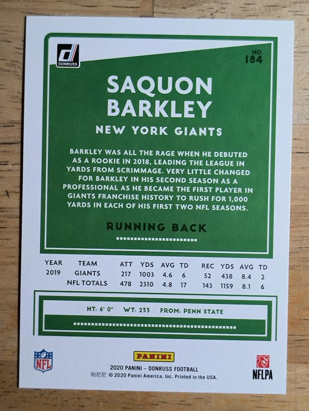 2020 Donruss #184A Saquon Barkley