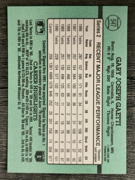 1991 Donruss #547 Gary Gaetti